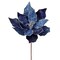 24" Blue Velvet Beaded Poinsettia Flower - Elegant Christmas Floral Decoration